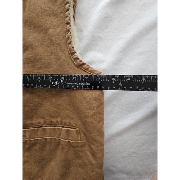 Carhartt Vest Men Large Duck Sherpa Lined Denim Work Zip Made USA Vintage Tan - Picture 3 of 9